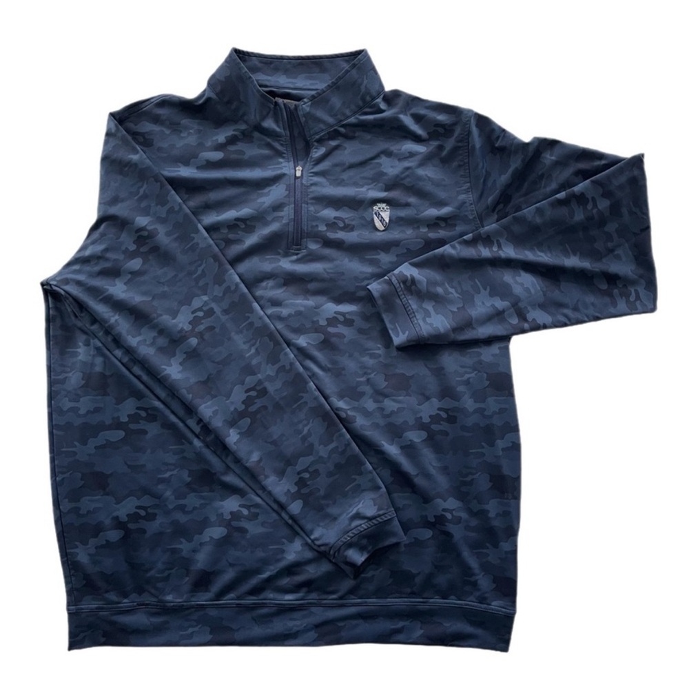 Peter Millar Quarter Zip Blue Camo Performance Pullover St. Claire Country Club